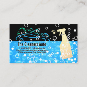 Tarjeta De Visita Auto Wash Logo   Burbujas de Jabón Azul
