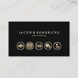 Tarjeta De Visita Auto Workshop Gold Icons BusinessCard