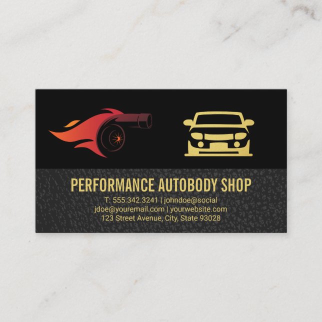 Tarjeta De Visita Autobody | Rendimiento | Turbo (Anverso)
