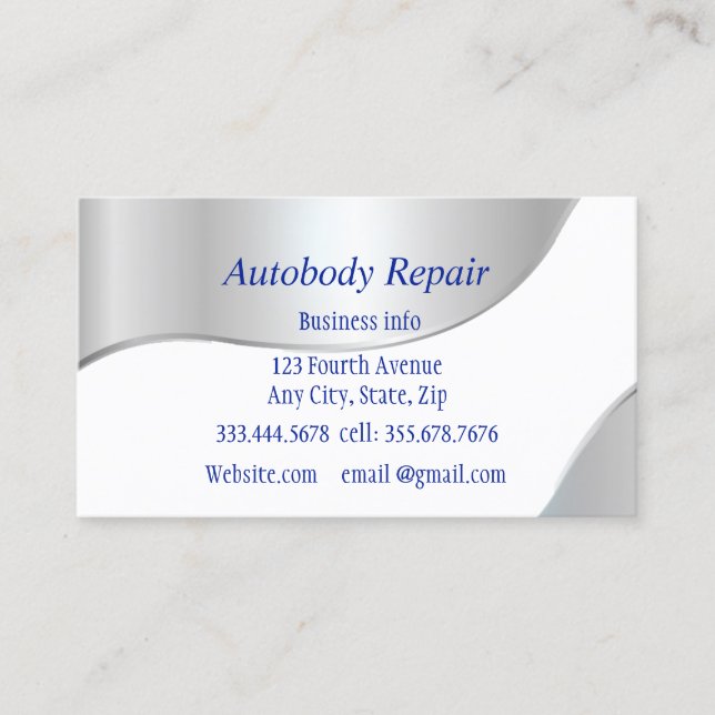 Tarjeta De Visita Autobody Repair Shiny Metal Background (Anverso)