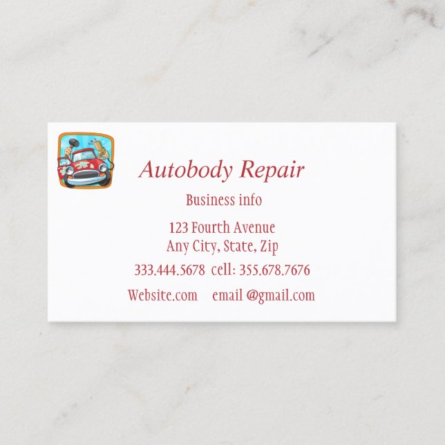Tarjeta De Visita Autobody Repair Shiny Metal Background (Anverso)