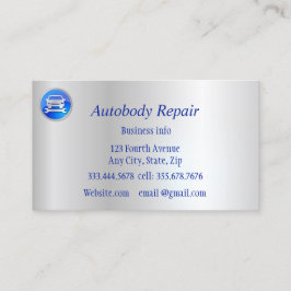 Tarjeta De Visita Autobody Repair Shiny Metal Background