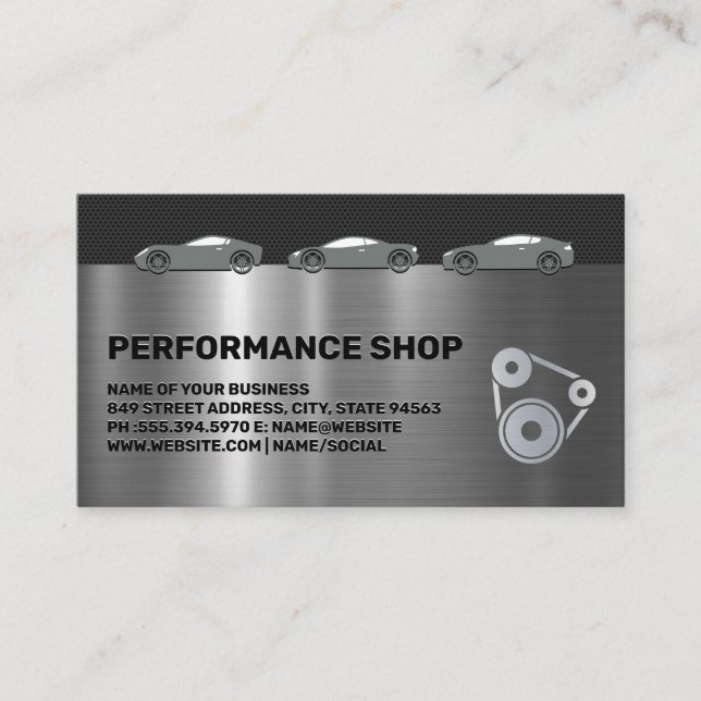 Tarjeta De Visita Autobody | Tienda de rendimiento | Autos deportivo (Anverso)