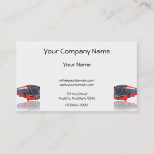 Tarjeta De Visita Autobús blanco y negro rojo en el fondo blanco