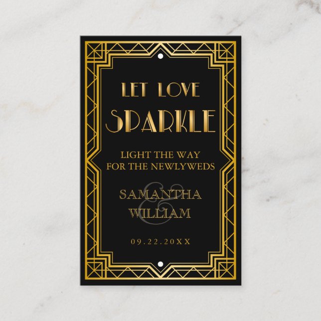 Tarjeta De Visita Autobús de despedida de Boda de oro de estilo Art  (Anverso)