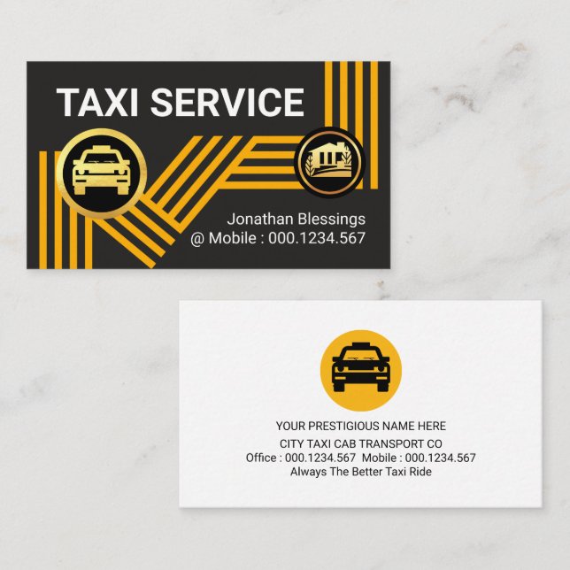 Tarjeta De Visita Autobús En Taxi Amarillo (Anverso / Reverso)