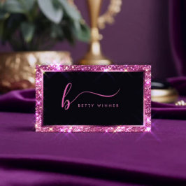 Tarjeta De Visita Autobús monograma moderno con Purpurina de guion c