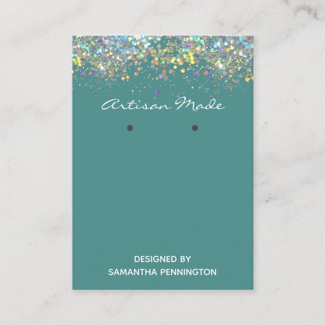 Tarjeta De Visita Autobús Purpurina Metálico Faux Rainbow (Anverso)