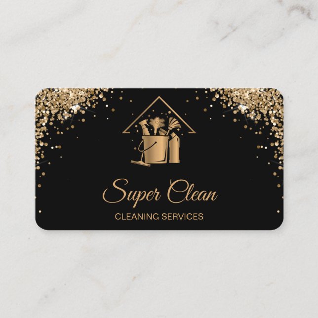 Tarjeta De Visita Autobús Purpurina Rosa de limpieza de casas profes (Anverso)