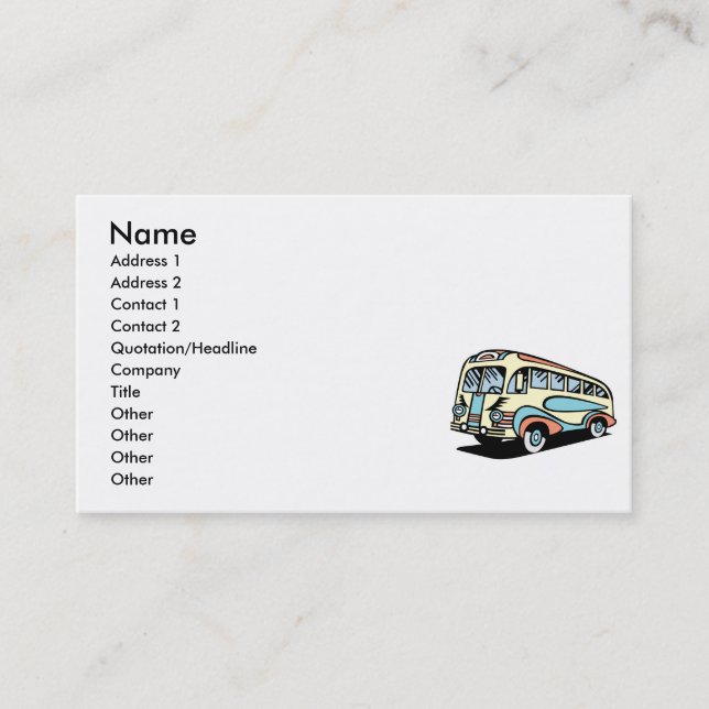 Tarjeta De Visita autobús retro (Anverso)