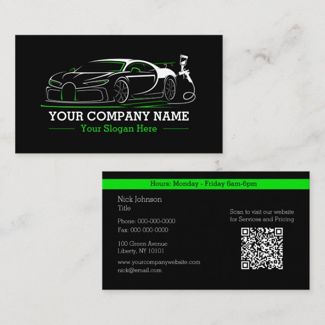 Tarjeta De Visita Automoción de la tienda de pintura de cuerpo autom (Anverso / Reverso)