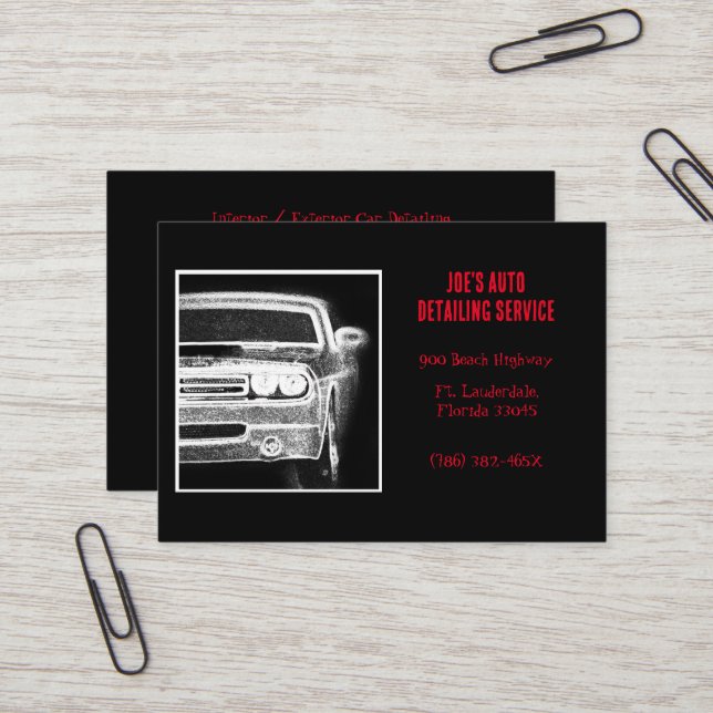 Tarjeta De Visita Automotive Black and White American Muscar Car (Anverso/Reverso In Situ)