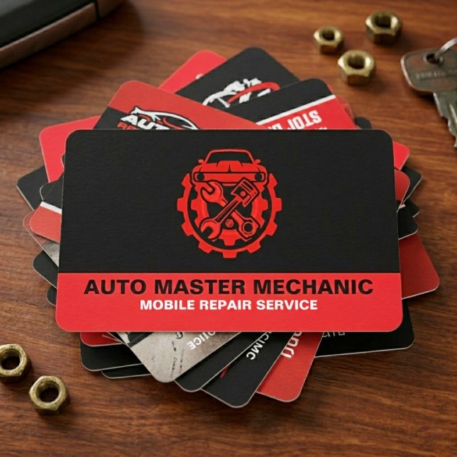 TARJETA DE VISITA AUTOMOTIVE CAR REPAIR SERVICE | AUTO MECHANIC (Auto Mechanic Automotive Repair Service BusinessCard)