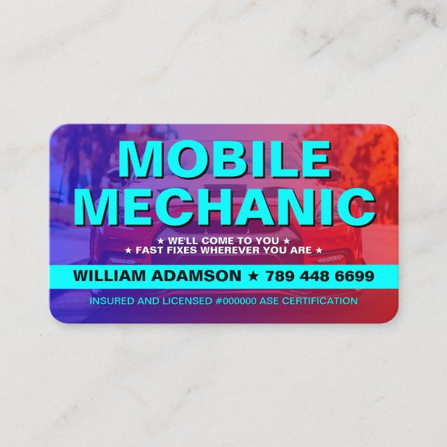TARJETA DE VISITA AUTOMOTIVE CAR REPAIR SERVICES | MOBILE MECHANIC (Anverso)