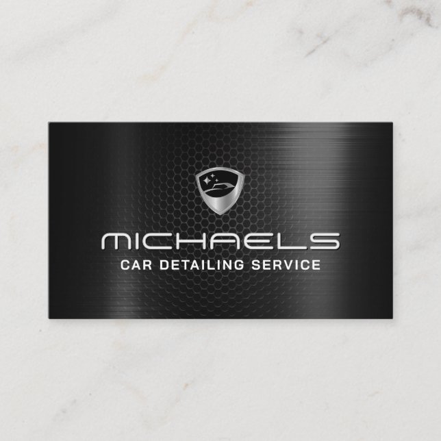 Tarjeta De Visita Automotive logo faux carbon texture Business Card (Anverso)