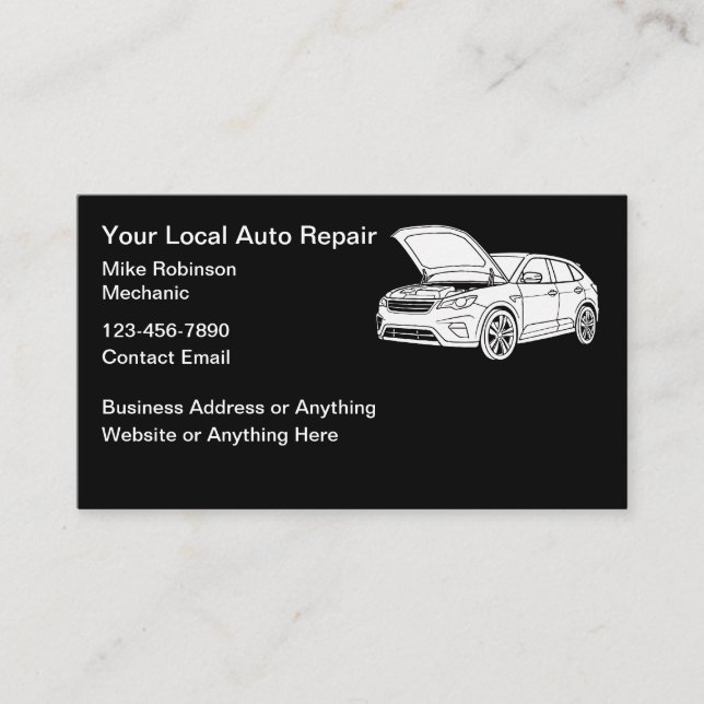 Tarjeta De Visita Automotive Repair Mechanic Business Cards  (Anverso)