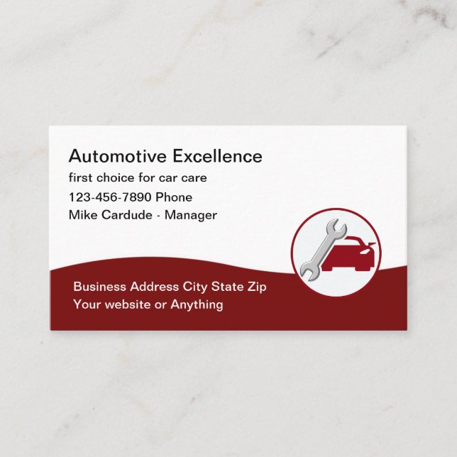 Tarjeta De Visita Automotive Services Cool Business Card Design (Anverso)