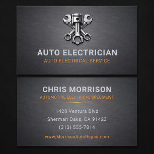 Tarjeta De Visita Automotriz Electricista Automotriz Metálico
