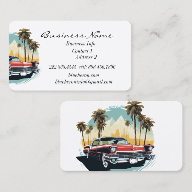 Tarjeta De Visita Automóvil personalizado Vintage (Anverso / Reverso)