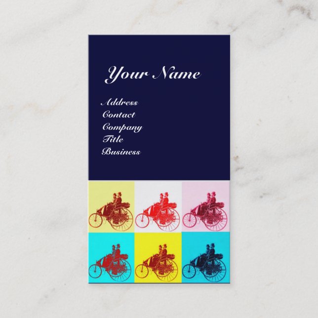 TARJETA DE VISITA AUTOMÓVILES DE VINTAJE ARTE POP / AUTOMOTIVO DE RE (Anverso)