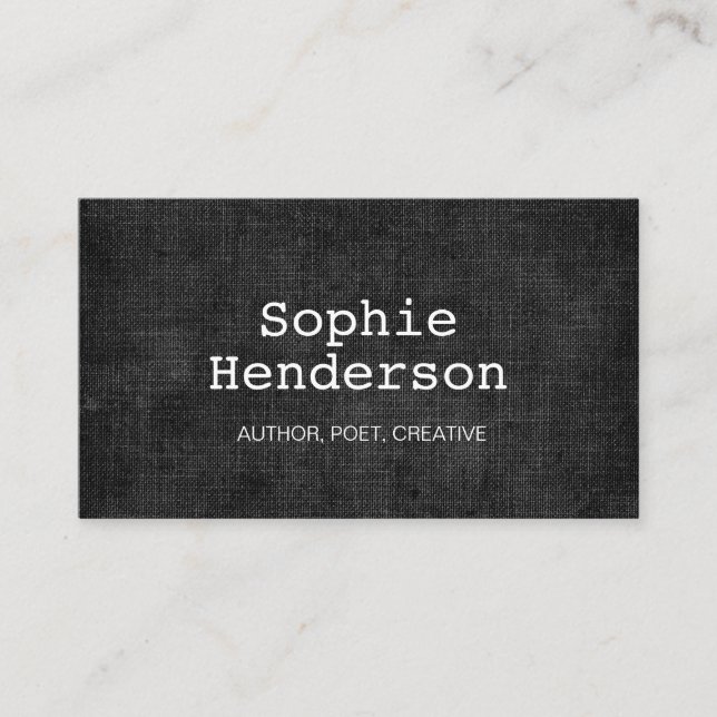 Tarjeta De Visita Autor audaz de estilo de máquina de escribir en bl (Anverso)