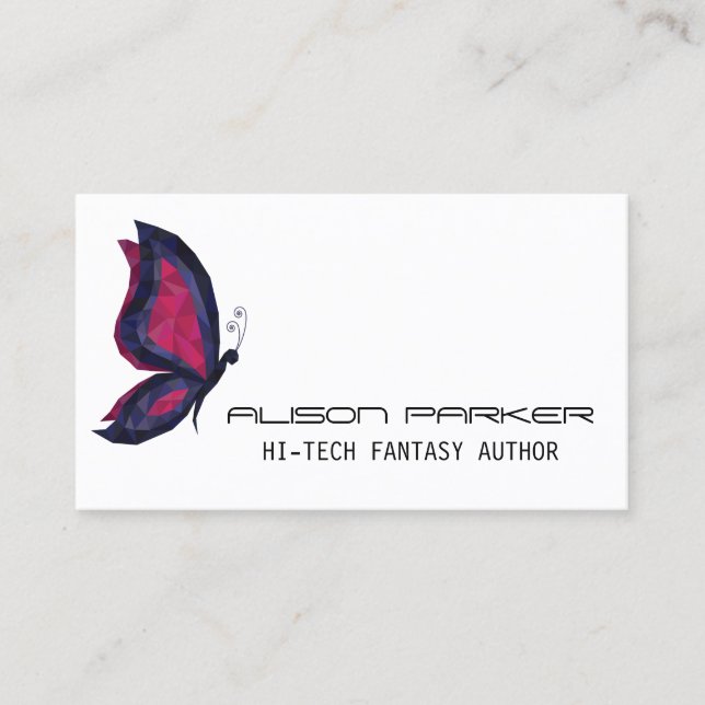 Tarjeta De Visita Autor de diseño geométrico moderno de mariposas de (Anverso)