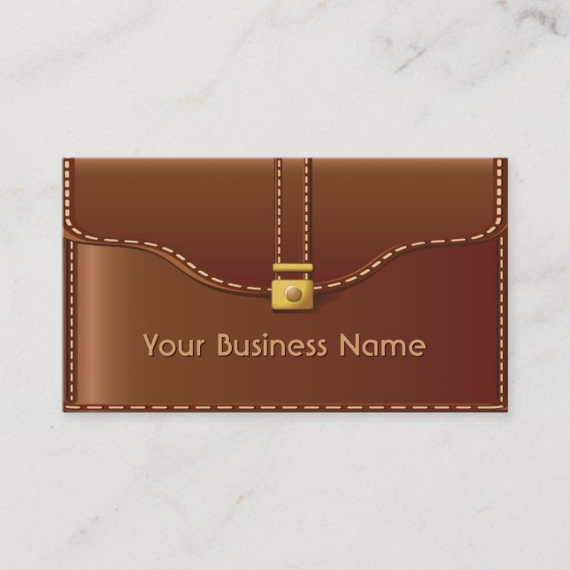 Tarjeta De Visita Autor de escritura de bolsa de cuero hipster (Anverso)