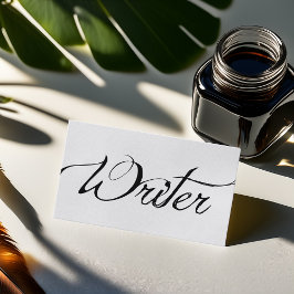 Tarjeta De Visita Autor de escritura de escritura de caligrafía blan