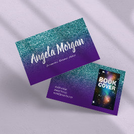 Tarjeta De Visita Autor de fotos con brillo ombre púrpura y azul tur