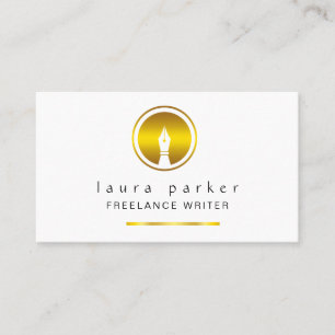 Tarjeta De Visita Autor de Nib Gold Freelance Writer Clásico