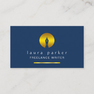 Tarjeta De Visita Autor de Nib Gold Freelance Writer Clásico