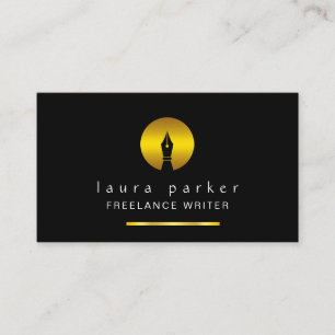 Tarjeta De Visita Autor de Nib Gold Freelance Writer Clásico