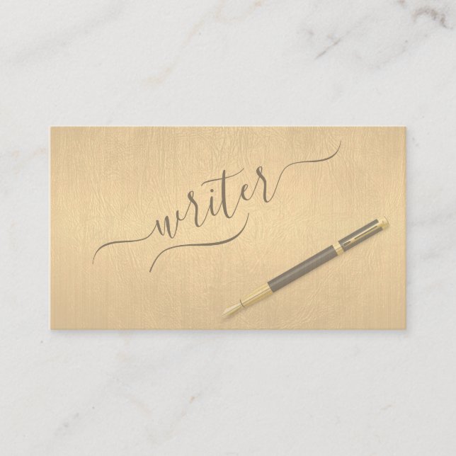 Tarjeta De Visita Autor de oro elegante y profesional (Anverso)