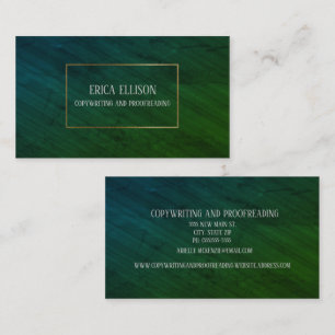 Tarjeta De Visita Autor de oro verde azul elegante profesional