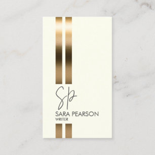 Tarjeta De Visita Autor escritor Novelist Monogram Faux Gold