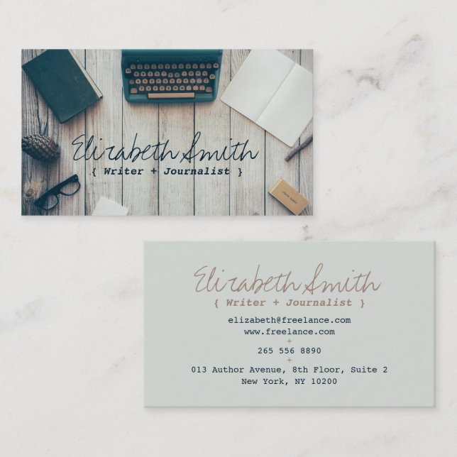 Tarjeta De Visita Autor escritor profesional de máquina de escribir  (Anverso / Reverso)