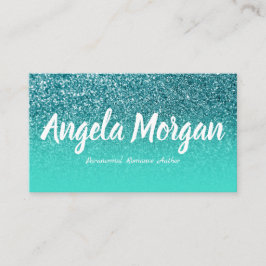 Tarjeta De Visita Autor fotográfico de Purpurina Verde azulado Turqu