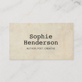 Tarjeta De Visita Autor Minimalista de máquina de escribir clásico