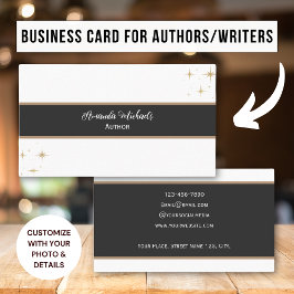 Tarjeta De Visita Autor Minimalista elegante negro marrón