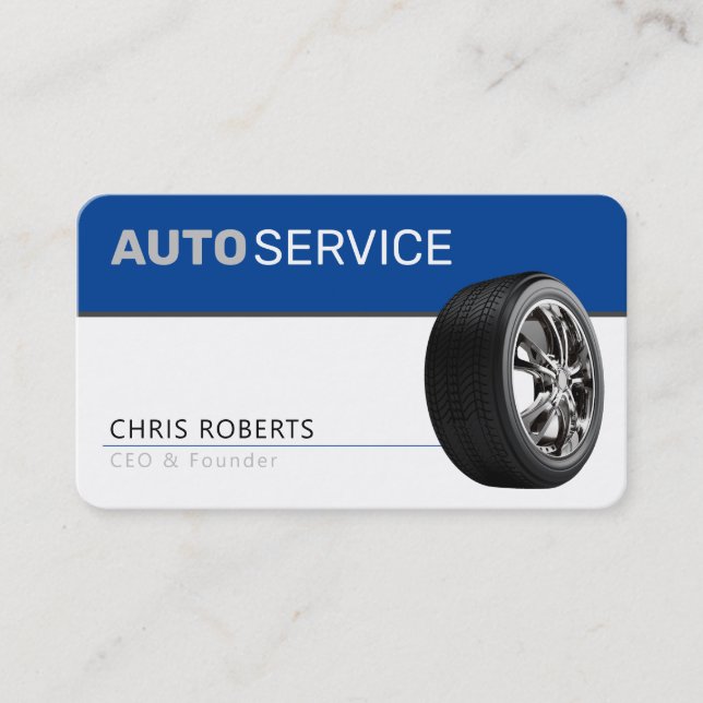 Tarjeta De Visita AUTOSERVICE | Azul moderno (Anverso)