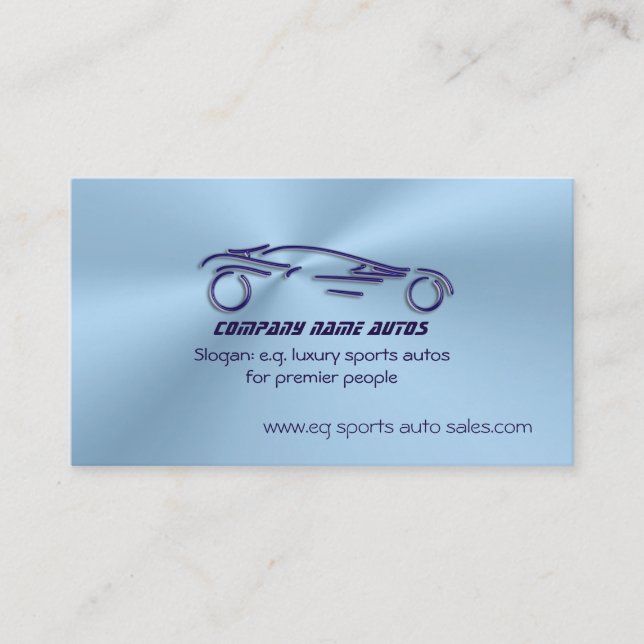 Tarjeta De Visita Autoventas, Dark Blue Sports Auto, cromado (Anverso)