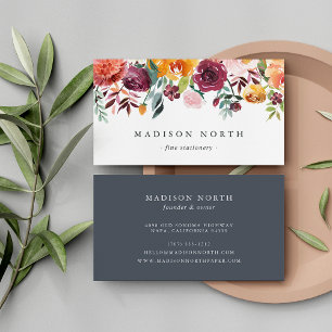 Tarjeta De Visita Autumn Bloom   Floral acuarela