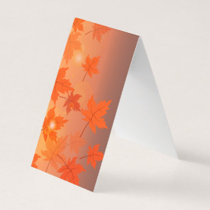 Tarjeta De Visita Autumn design with maple leaves and bokeh effect