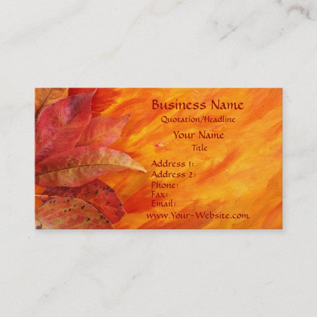 Tarjeta De Visita Autumn Leaves Business Card (Anverso)