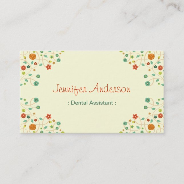 Tarjeta De Visita Auxiliar dental - Moda Naturaleza elegante (Anverso)