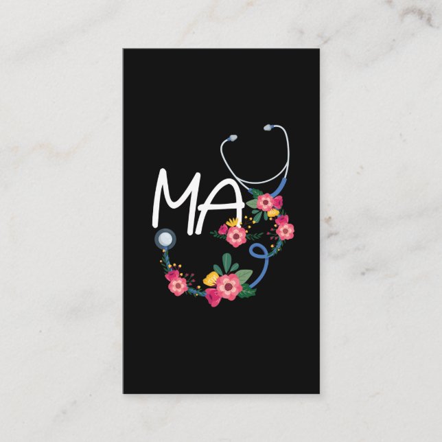 Tarjeta De Visita Auxiliar médico Stethoscope Flor (Anverso)