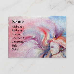 Tarjeta De Visita AVALON/fantasía azul rosada de la magia y del