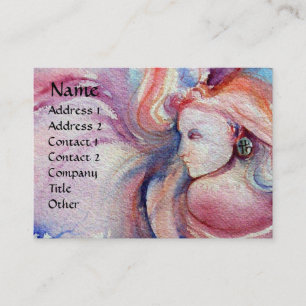 Tarjeta De Visita AVALON / Magia y misterio Fantasía Azul Rosa