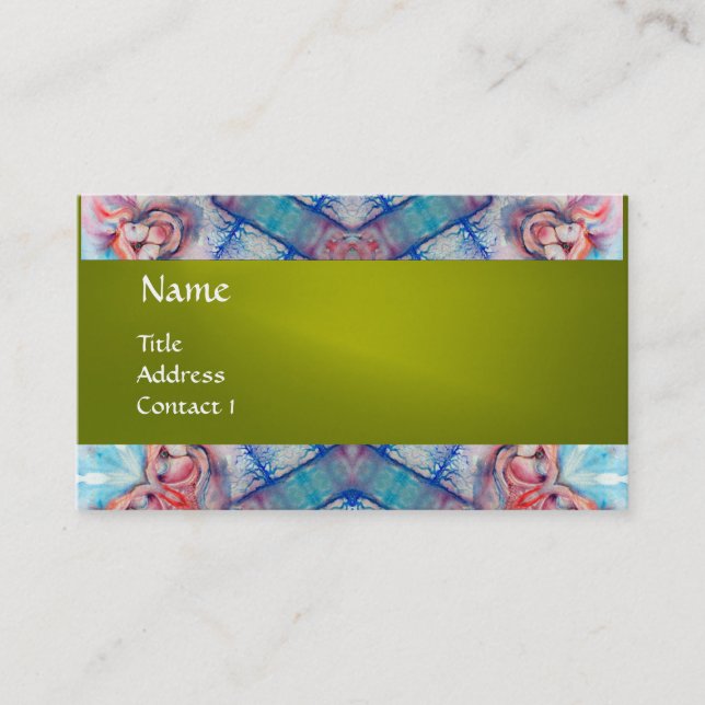 Tarjeta De Visita AVALON PSICODELIC monograma, amarillo púrpura rosa (Anverso)