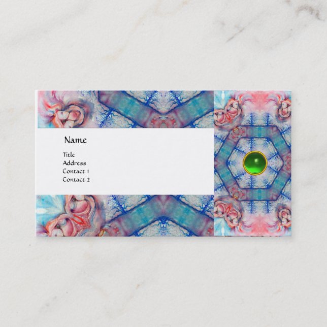 Tarjeta De Visita AVALON PSYCHEDELIC, esmeralda de gema rosa (Anverso)